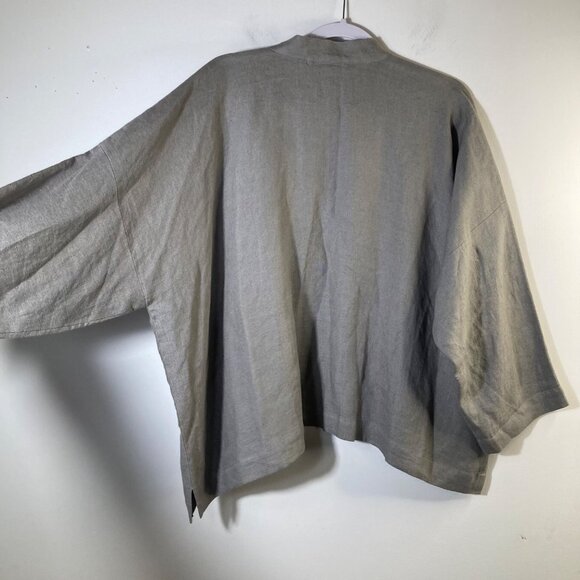 Womens Eskandar Open Linen Jacket Heavy Weight‎ Lagenlook Gray Esk 0 US 6/8 - Picture 5 of 11